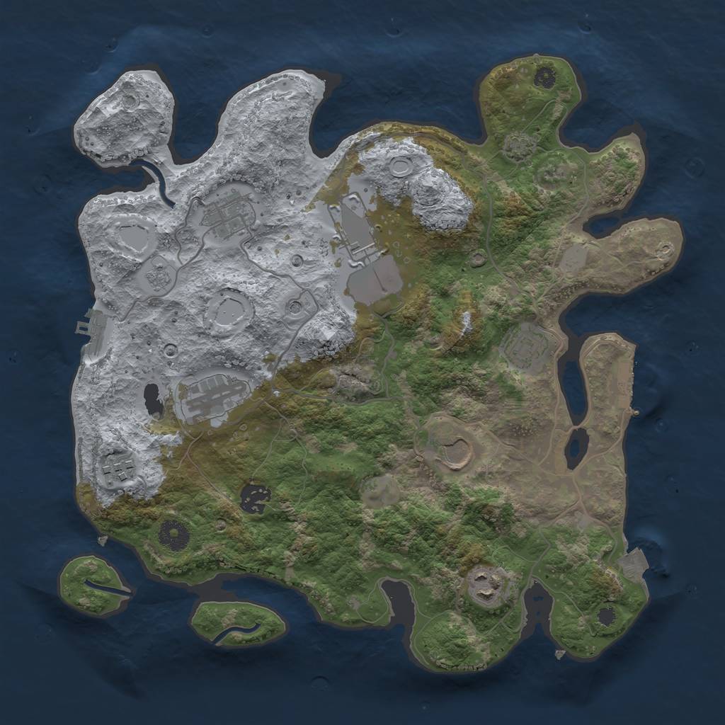 Rust Map: Procedural Map, Size: 3500, Seed: 1025081685, 16 Monuments