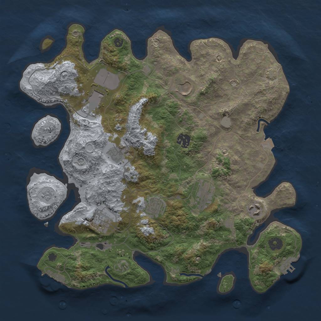 Rust Map: Procedural Map, Size: 3500, Seed: 227550673, 16 Monuments