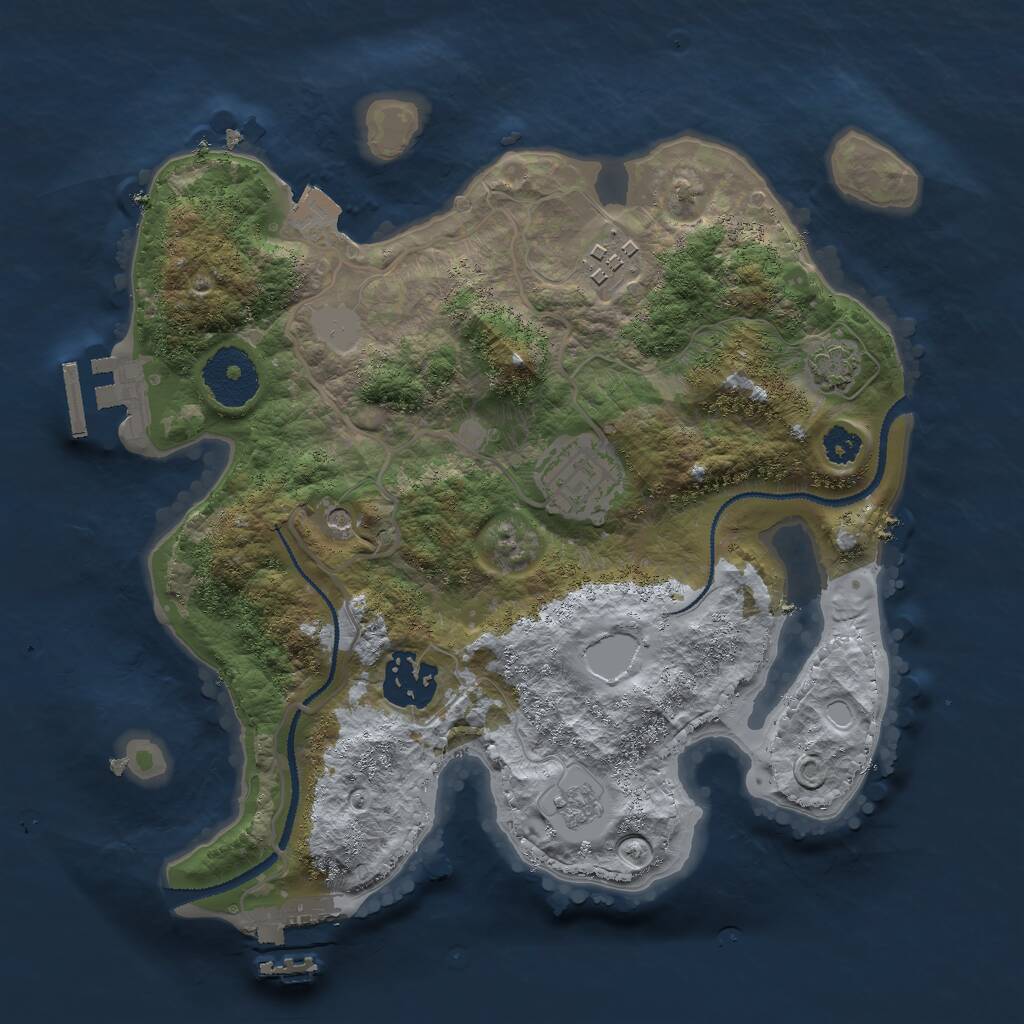 Rust Map: Procedural Map, Size: 2750, Seed: 1971446281, 9 Monuments