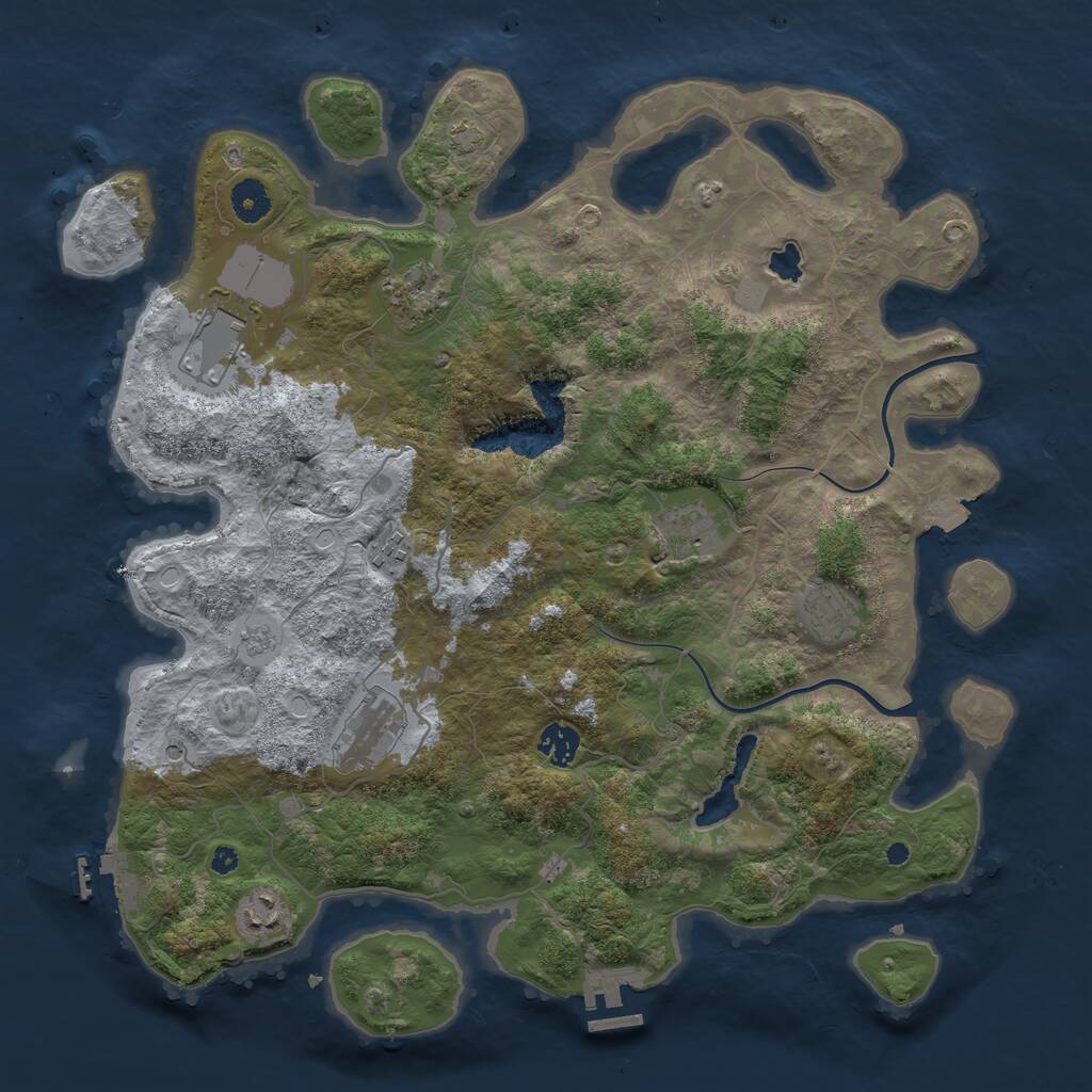 Rust Map: Procedural Map, Size: 4000, Seed: 695581373, 14 Monuments
