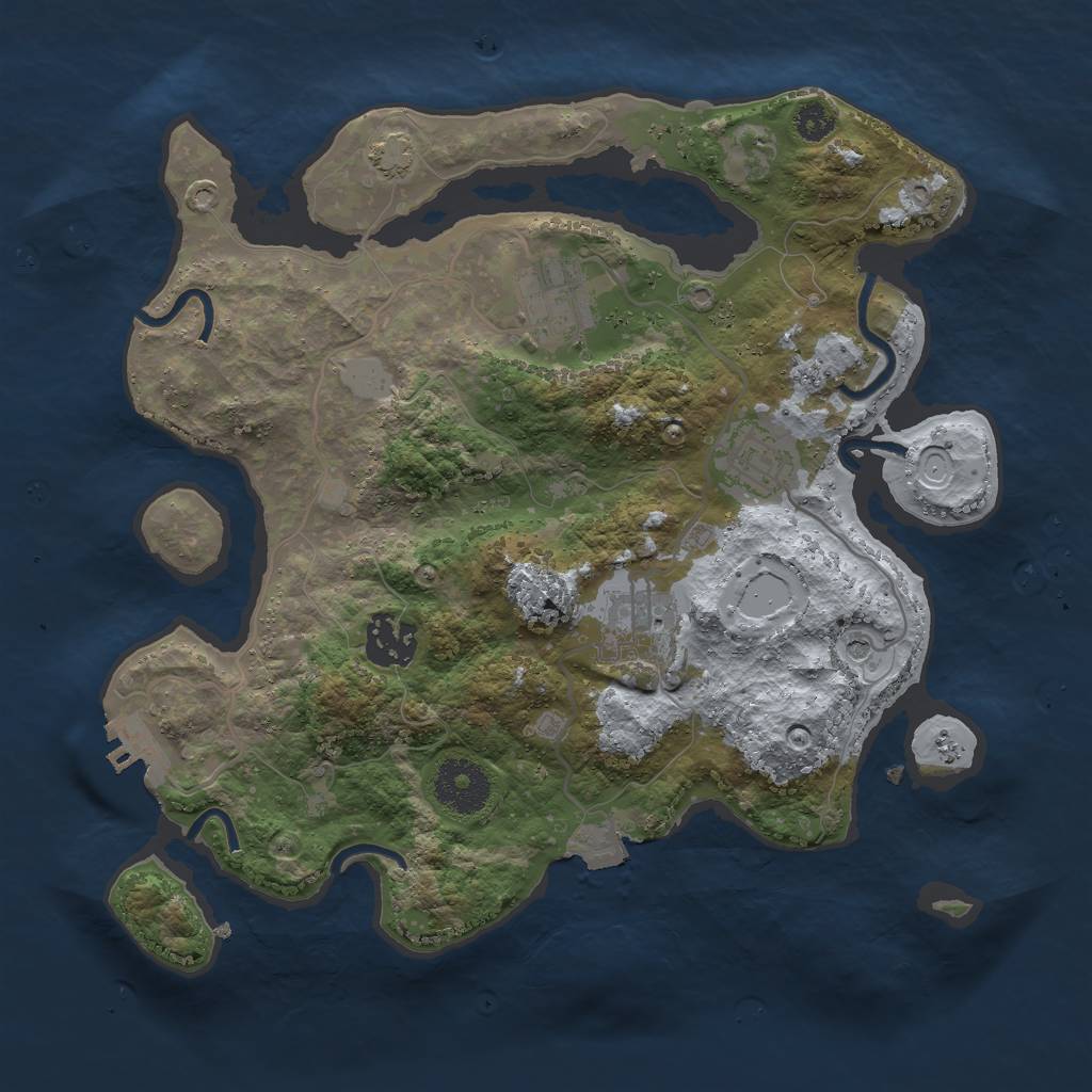Rust Map: Procedural Map, Size: 3000, Seed: 145620537, 10 Monuments