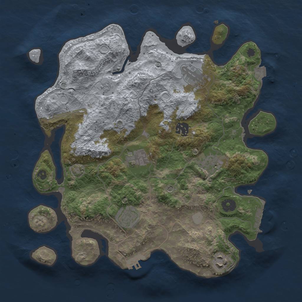 Rust Map: Procedural Map, Size: 3250, Seed: 226292843, 14 Monuments