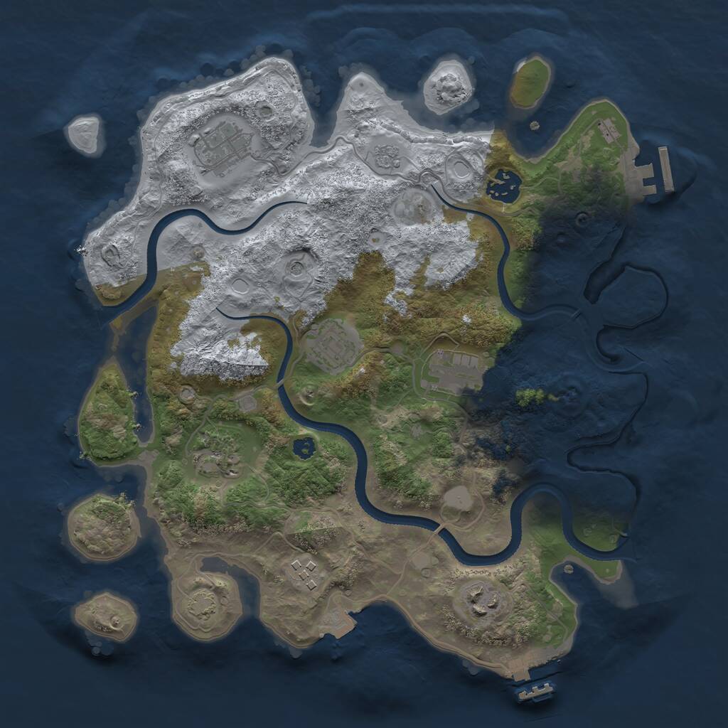Rust Map: Procedural Map, Size: 3250, Seed: 226292843, 13 Monuments