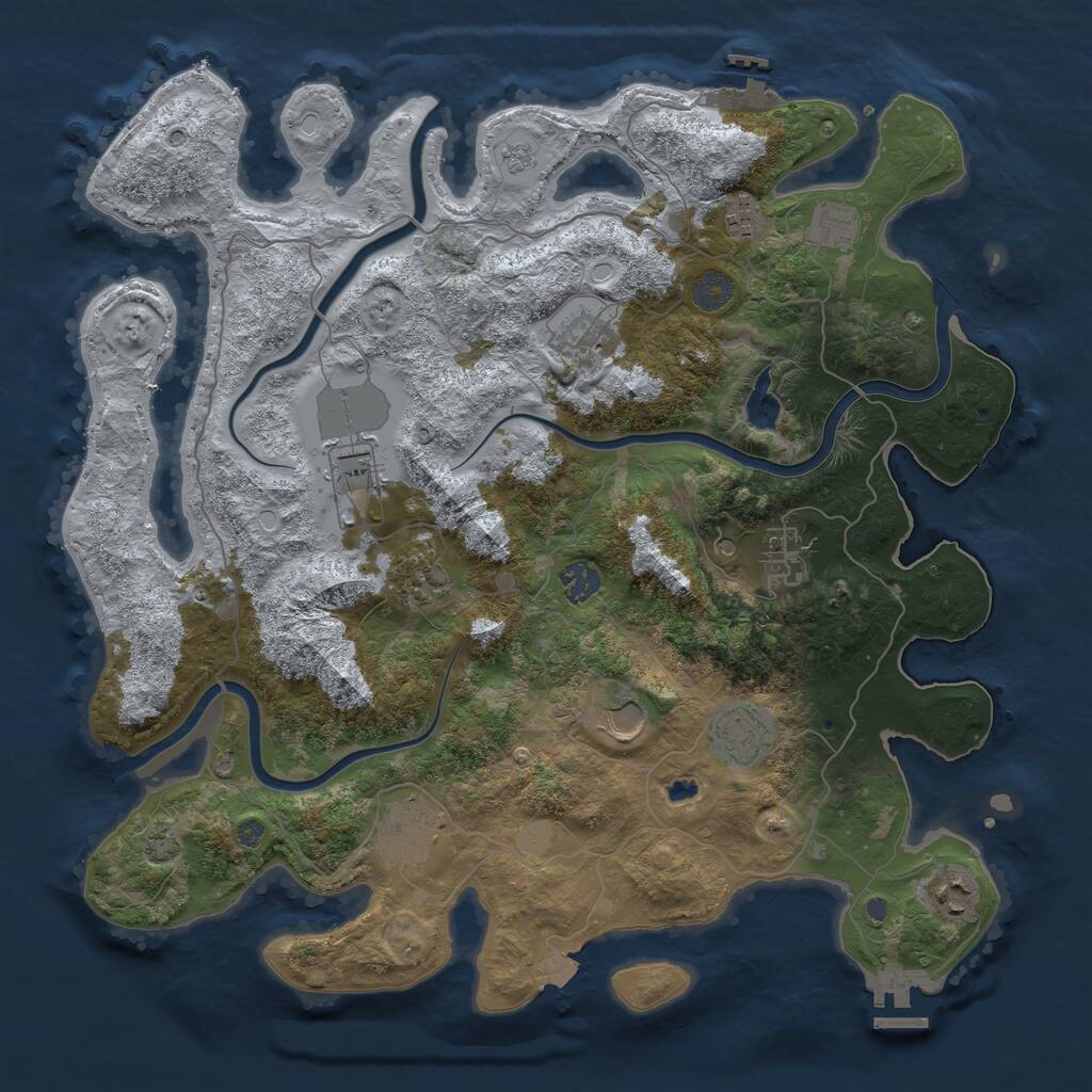 Rust Map: Procedural Map, Size: 4050, Seed: 244164421, 16 Monuments