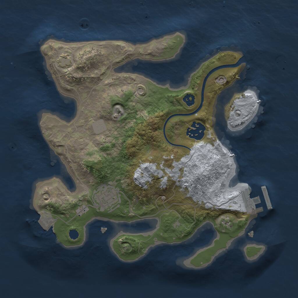 Rust Map: Procedural Map, Size: 2500, Seed: 344343, 5 Monuments