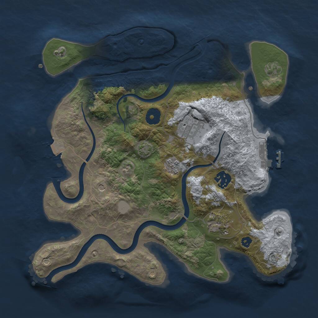 Rust Map: Procedural Map, Size: 3000, Seed: 1195634300, 8 Monuments