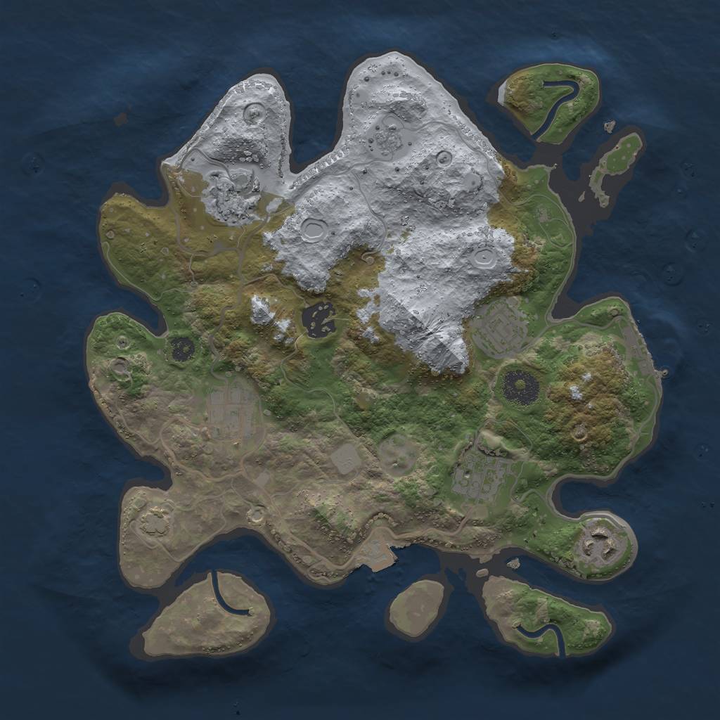 Rust Map: Procedural Map, Size: 3000, Seed: 1090505433, 12 Monuments