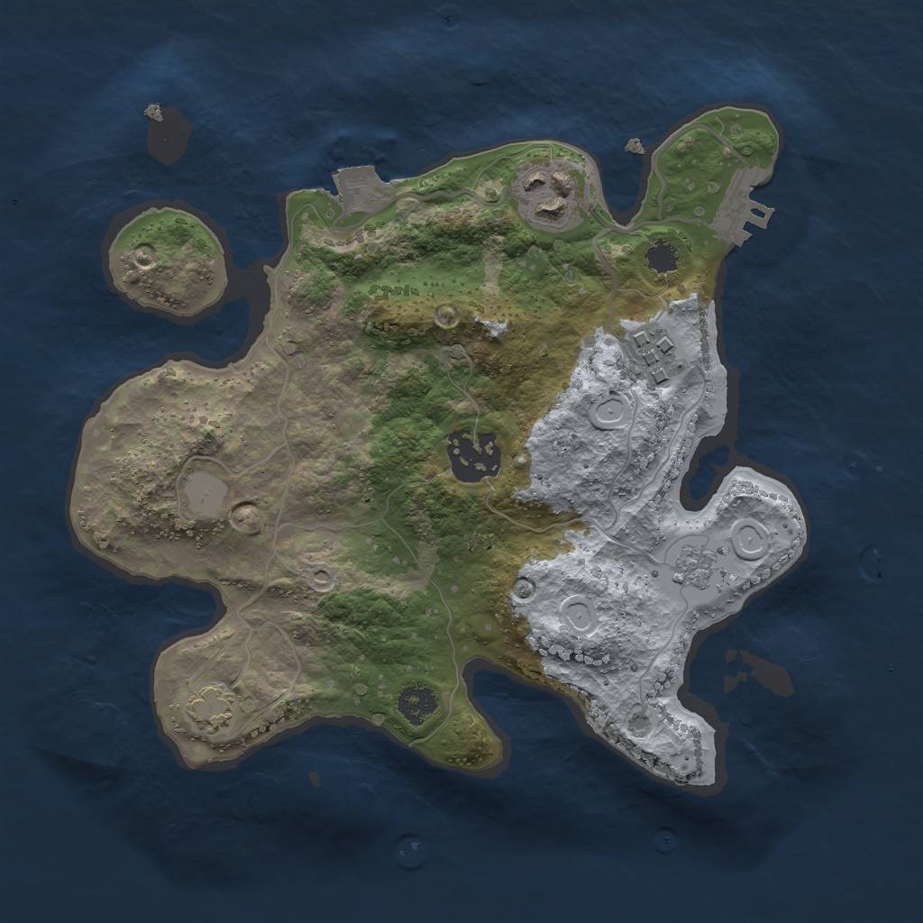 Rust Map: Procedural Map, Size: 2500, Seed: 776122255, 9 Monuments
