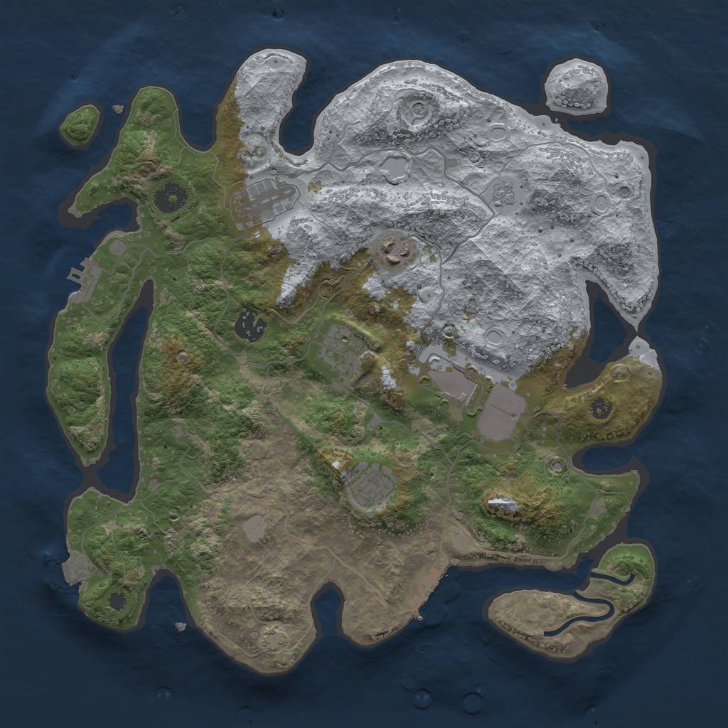 Rust Map: Procedural Map, Size: 3500, Seed: 64574, 14 Monuments