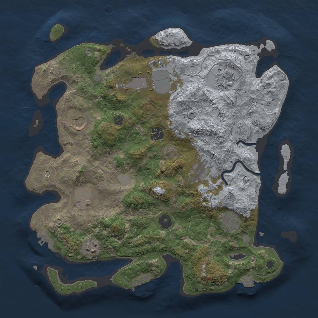 Rust Map: Procedural Map, Size: 3500, Seed: 1349489072, 16 Monuments
