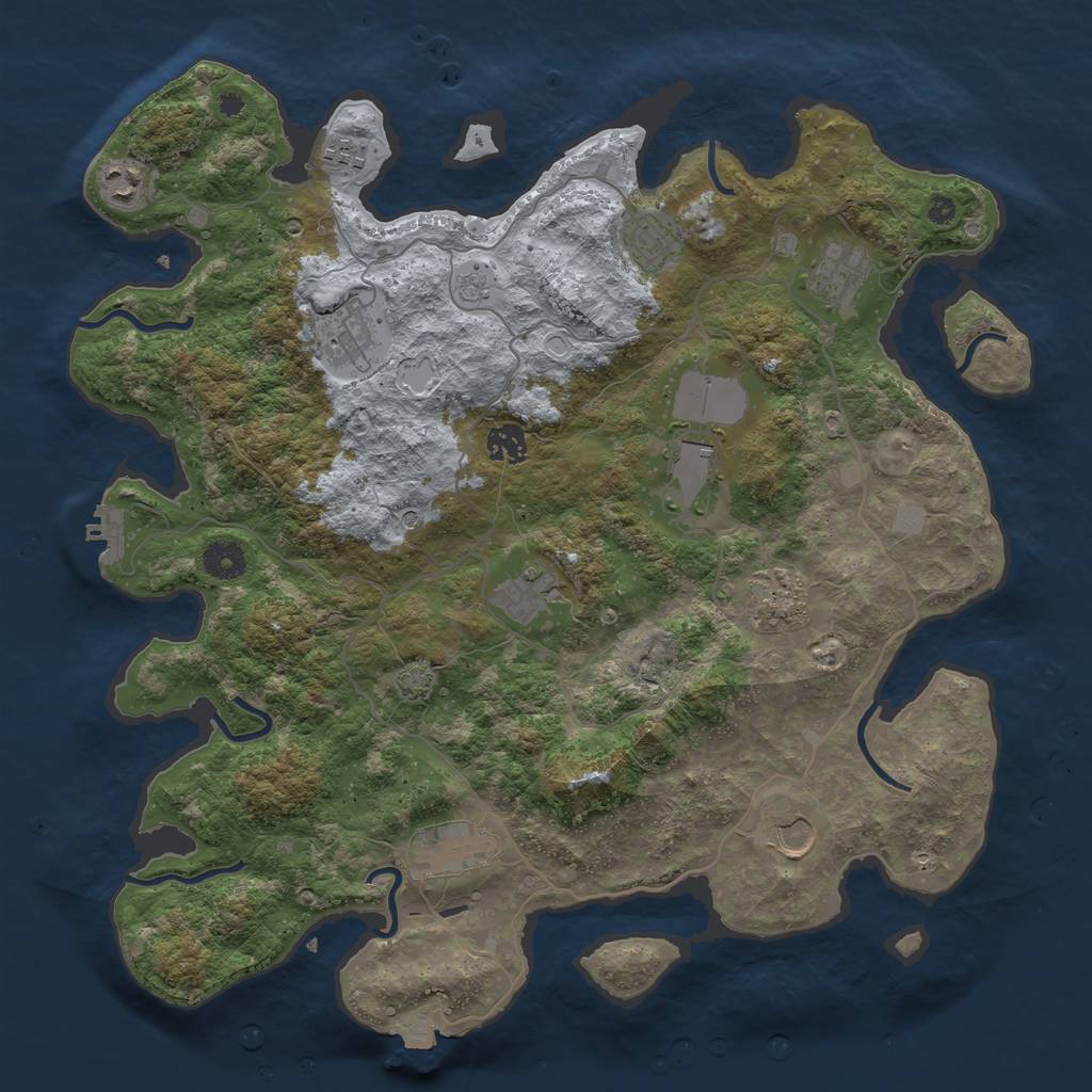 Rust Map: Procedural Map, Size: 4000, Seed: 1616615377, 18 Monuments