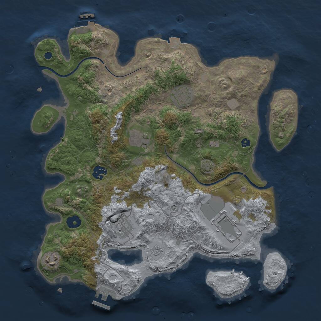 Rust Map: Procedural Map, Size: 3500, Seed: 1882258716, 12 Monuments