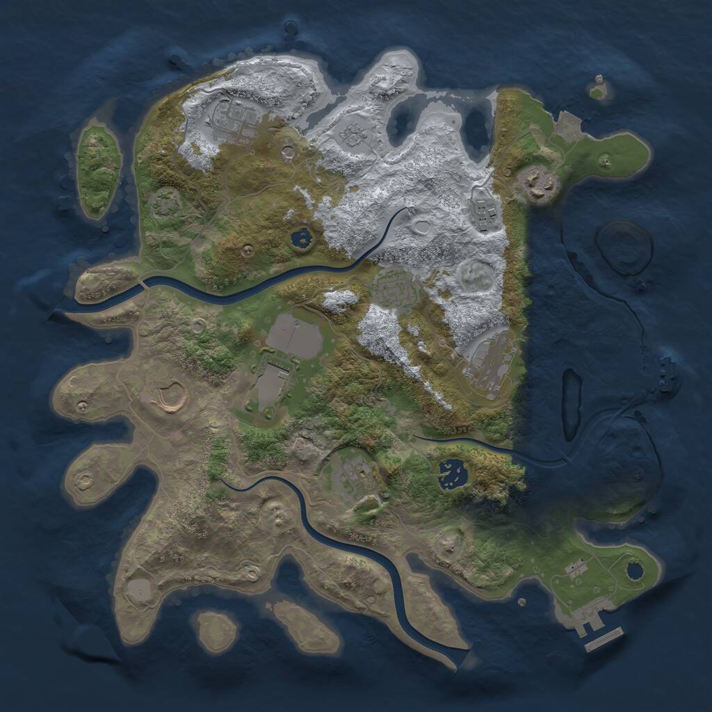 Rust Map: Procedural Map, Size: 3500, Seed: 328423844, 15 Monuments