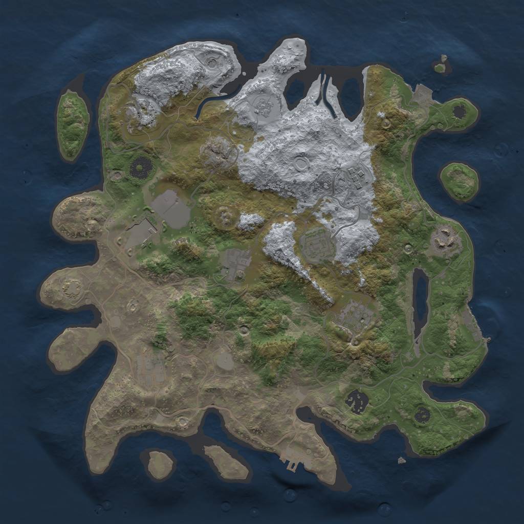 Rust Map: Procedural Map, Size: 3500, Seed: 328423844, 17 Monuments