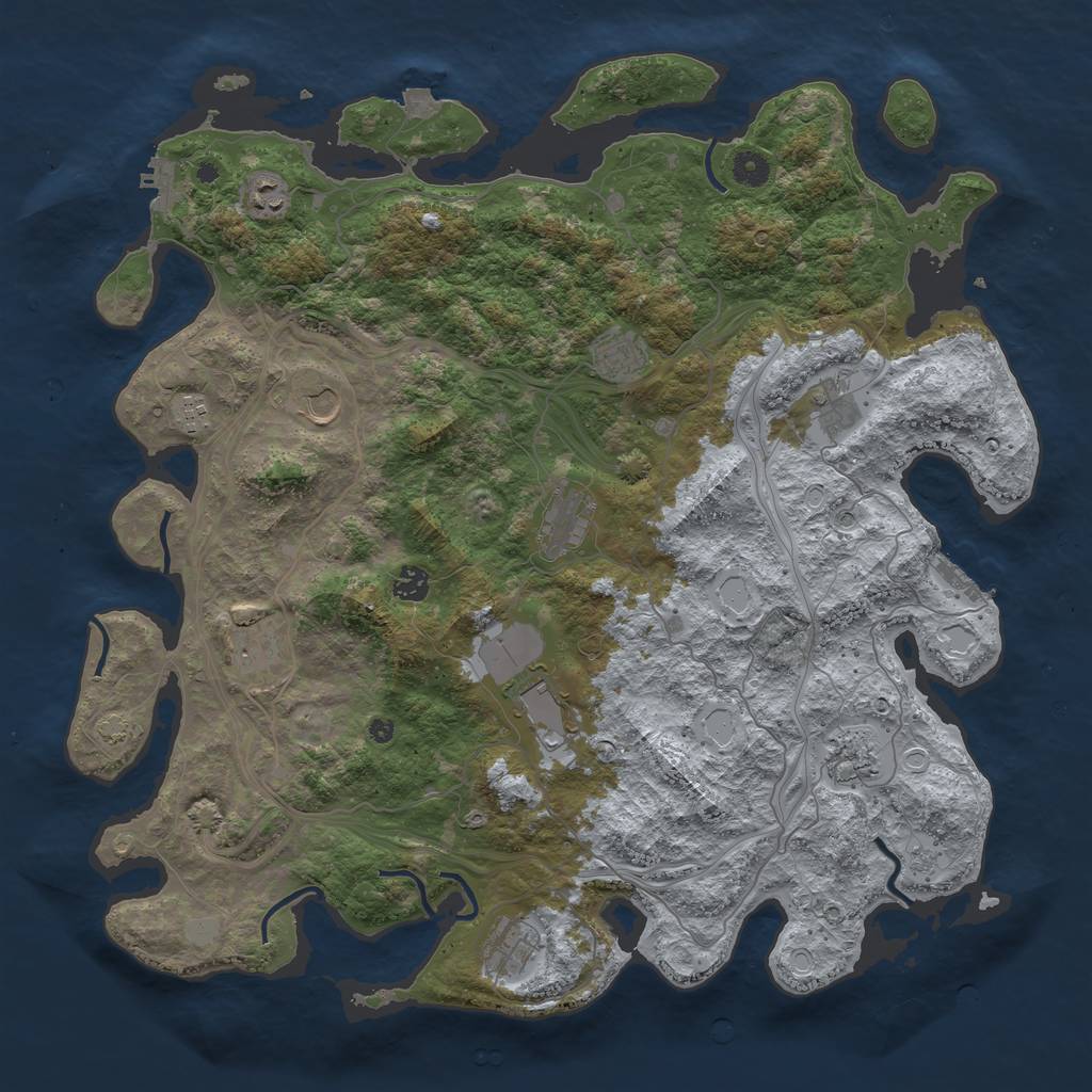 Rust Map: Procedural Map, Size: 4500, Seed: 513959593, 19 Monuments