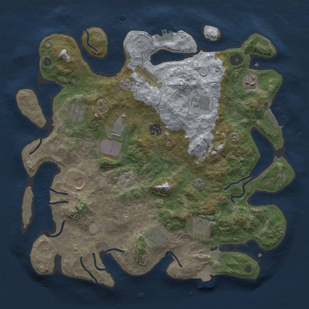 Rust Map: Procedural Map, Size: 3800, Seed: 1404259, 17 Monuments