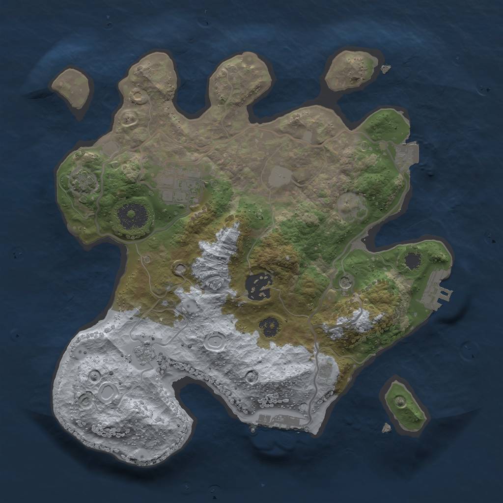 Rust Map: Procedural Map, Size: 2655, Seed: 2147483647, 10 Monuments