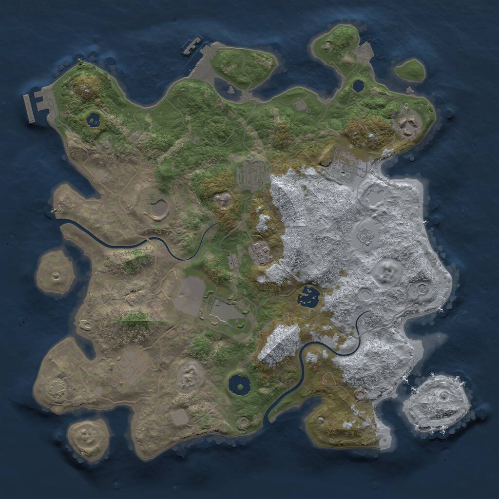 Rust Map: Procedural Map, Size: 3500, Seed: 347456887, 14 Monuments
