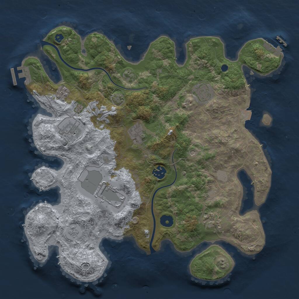 Rust Map: Procedural Map, Size: 3500, Seed: 290465674, 13 Monuments
