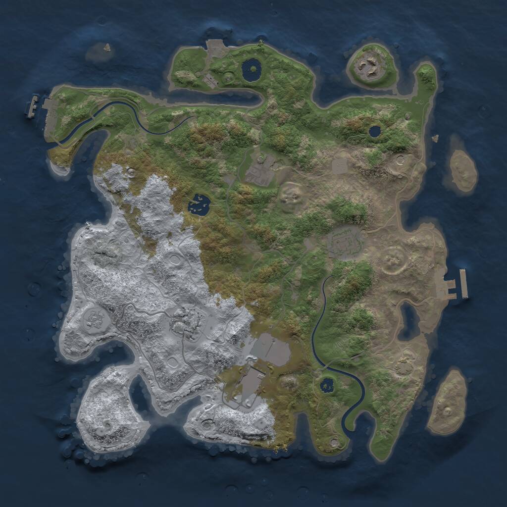 Rust Map: Procedural Map, Size: 3500, Seed: 654699246, 12 Monuments