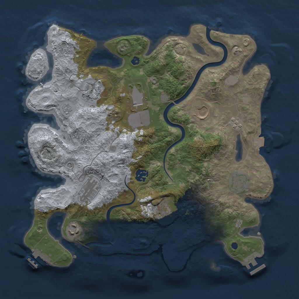 Rust Map: Procedural Map, Size: 3550, Seed: 28189293, 15 Monuments