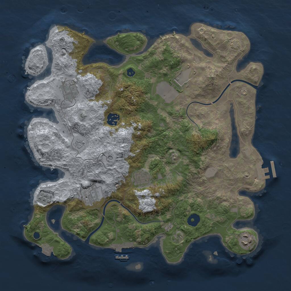 Rust Map: Procedural Map, Size: 3500, Seed: 28189293, 13 Monuments