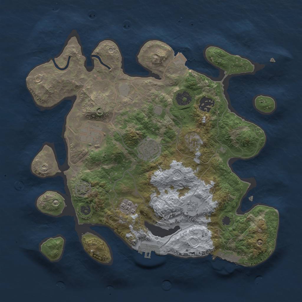 Rust Map: Procedural Map, Size: 3000, Seed: 27215, 11 Monuments