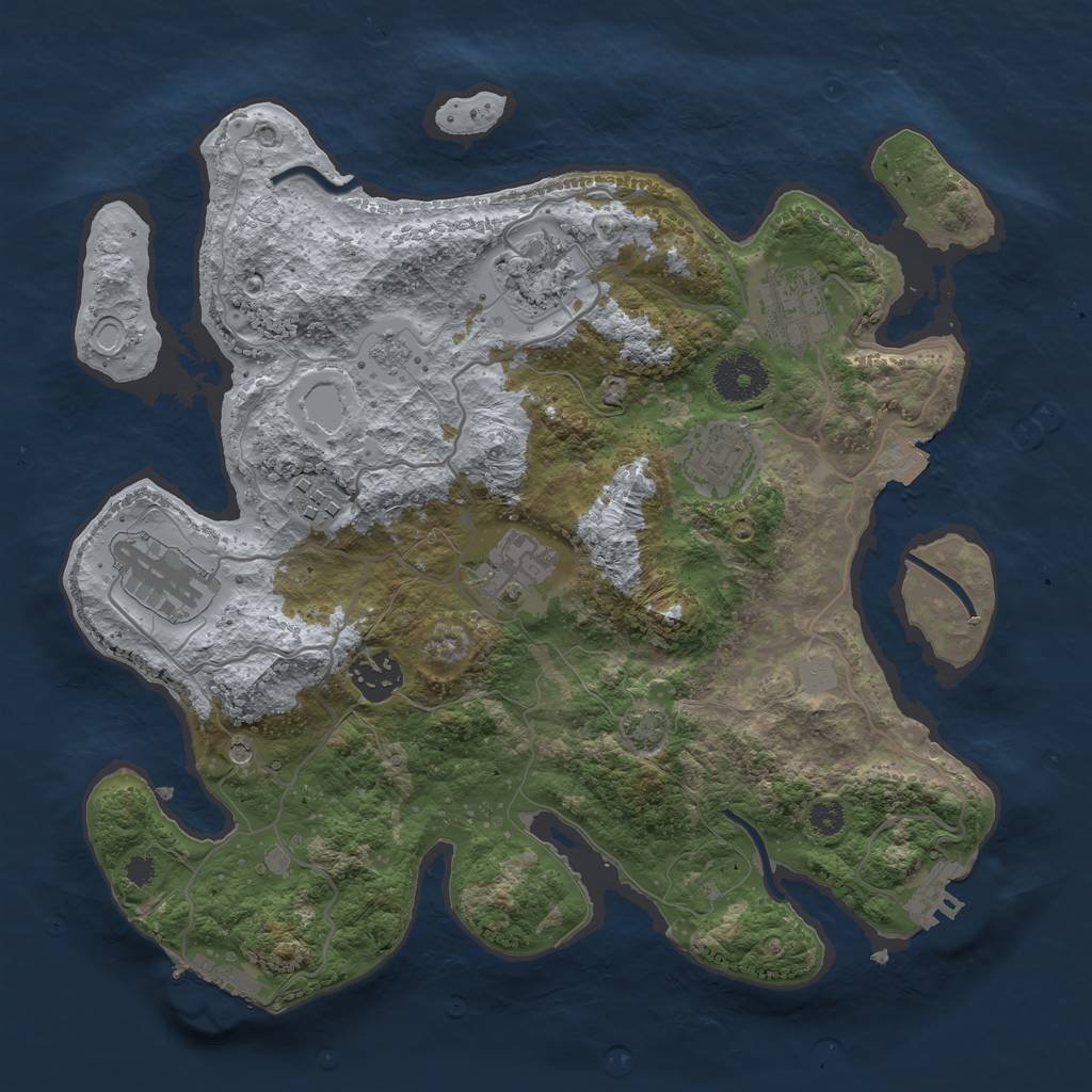 Rust Map: Procedural Map, Size: 3250, Seed: 1100527547, 15 Monuments