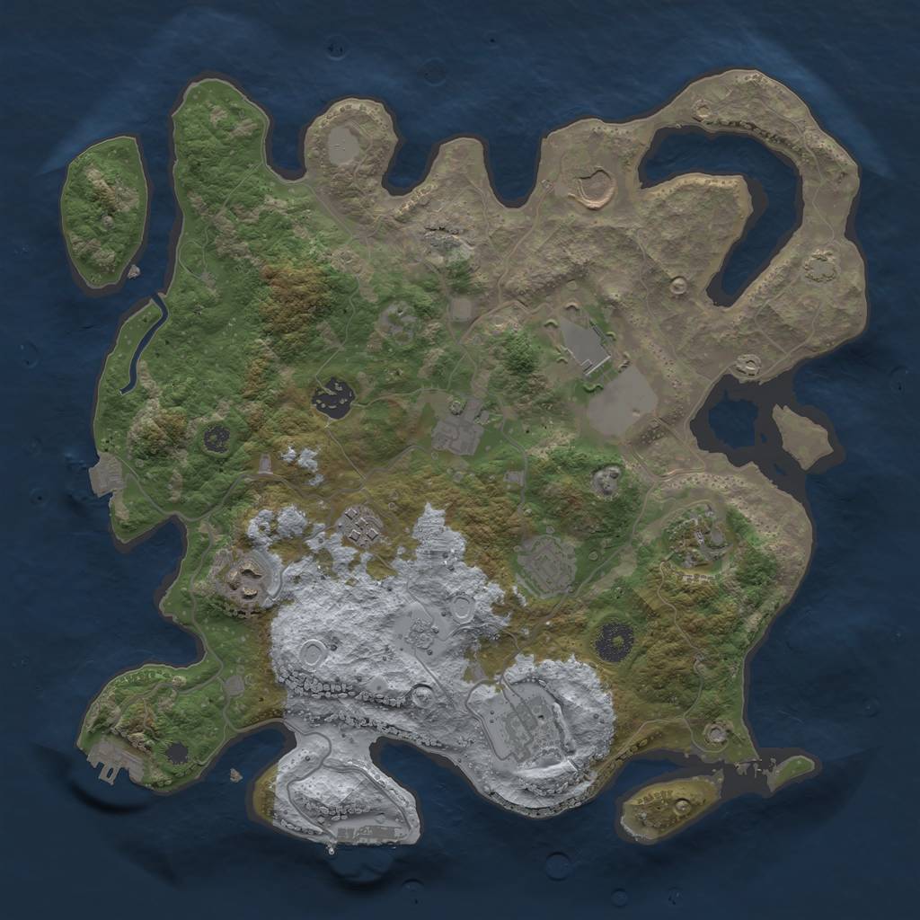 Rust Map: Procedural Map, Size: 3500, Seed: 1845800037, 16 Monuments