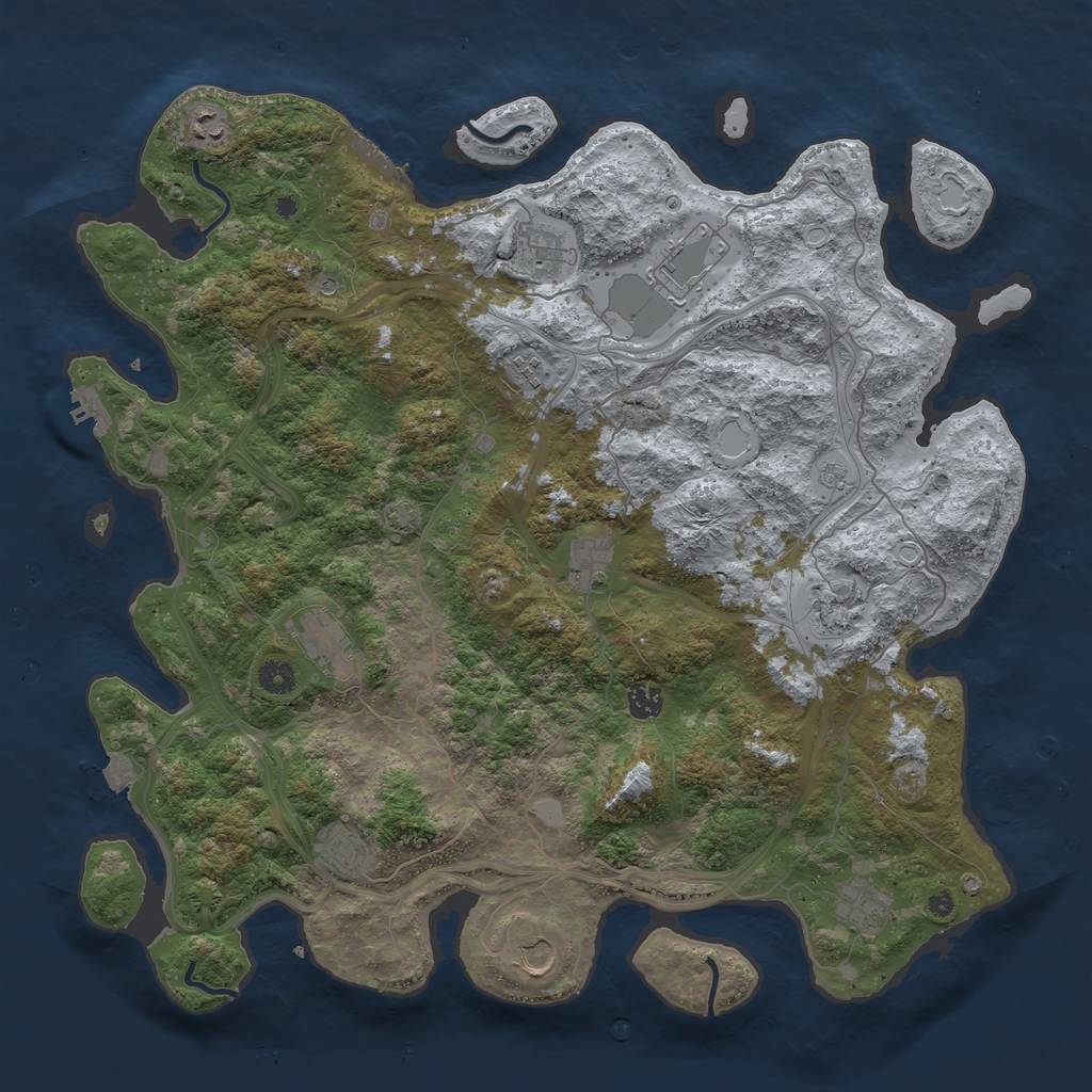 Rust Map: Procedural Map, Size: 4500, Seed: 389048694, 19 Monuments