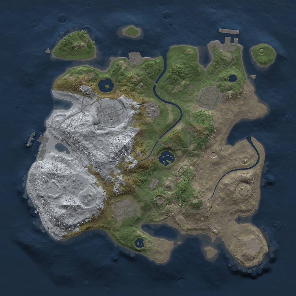 Rust Map: Procedural Map, Size: 3000, Seed: 1002842253, 11 Monuments