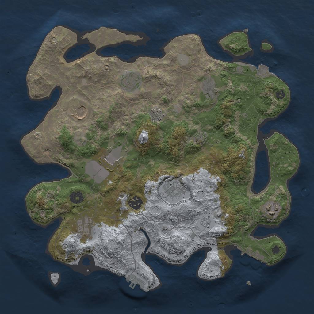 Rust Map: Procedural Map, Size: 3500, Seed: 1882250123, 17 Monuments