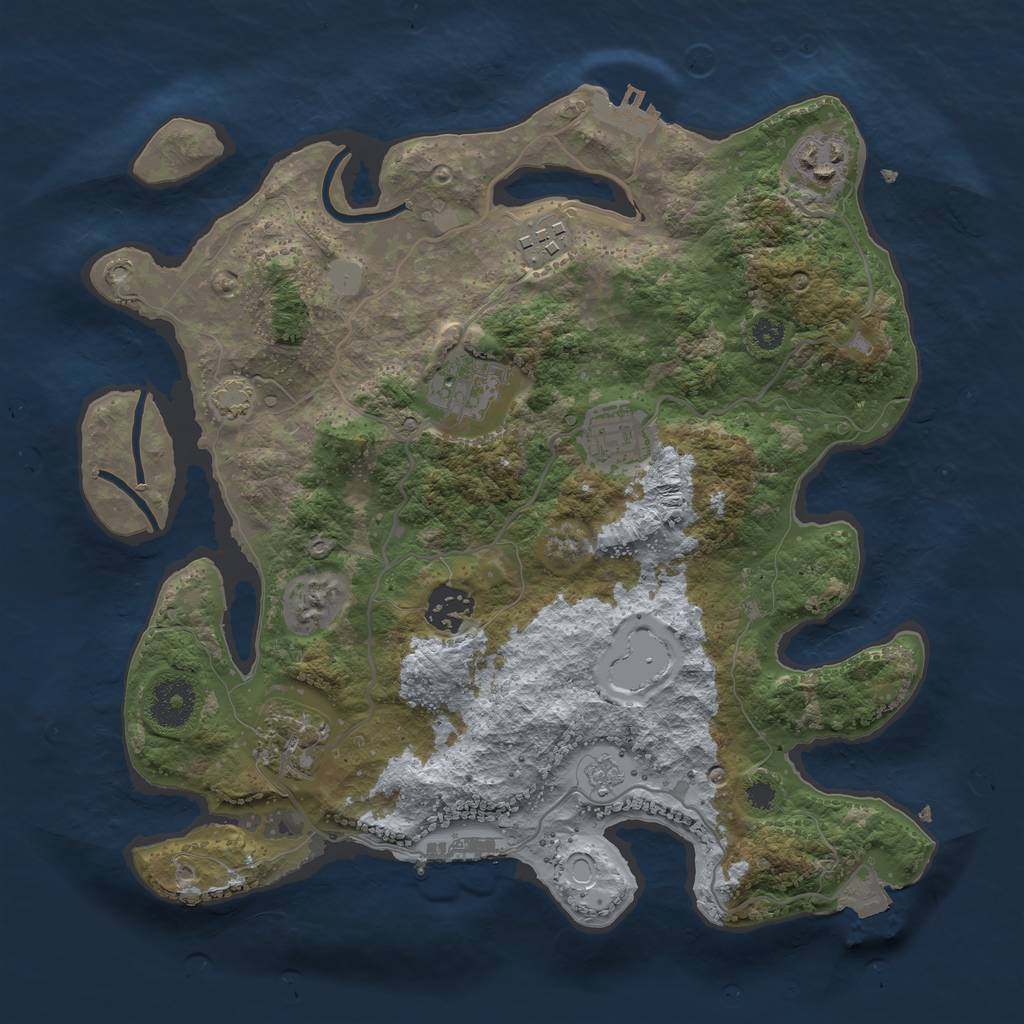 Rust Map: Procedural Map, Size: 3250, Seed: 30121, 13 Monuments