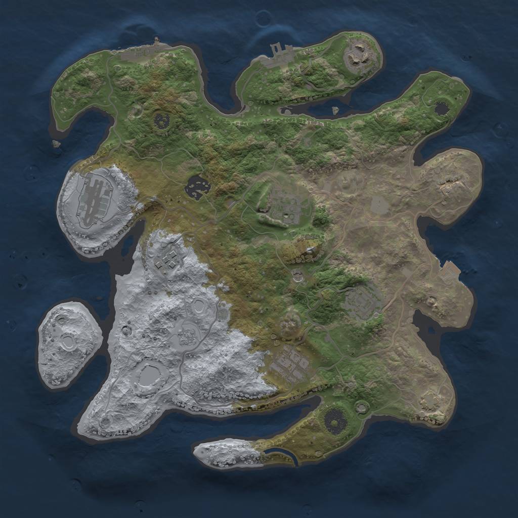 Rust Map: Procedural Map, Size: 3250, Seed: 29182493, 15 Monuments