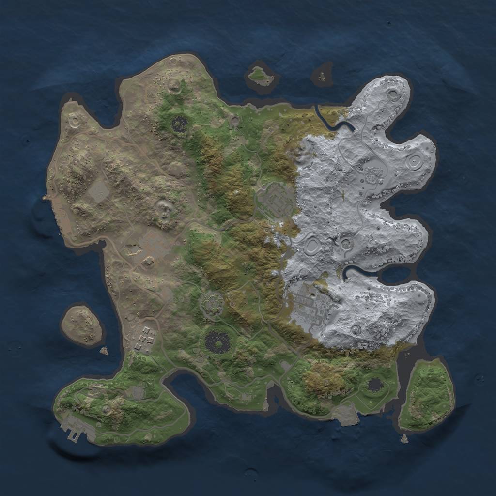Rust Map: Procedural Map, Size: 3000, Seed: 658847413, 12 Monuments