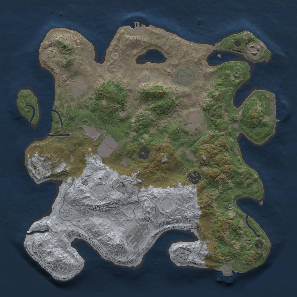 Rust Map: Procedural Map, Size: 3579, Seed: 2147483647, 17 Monuments