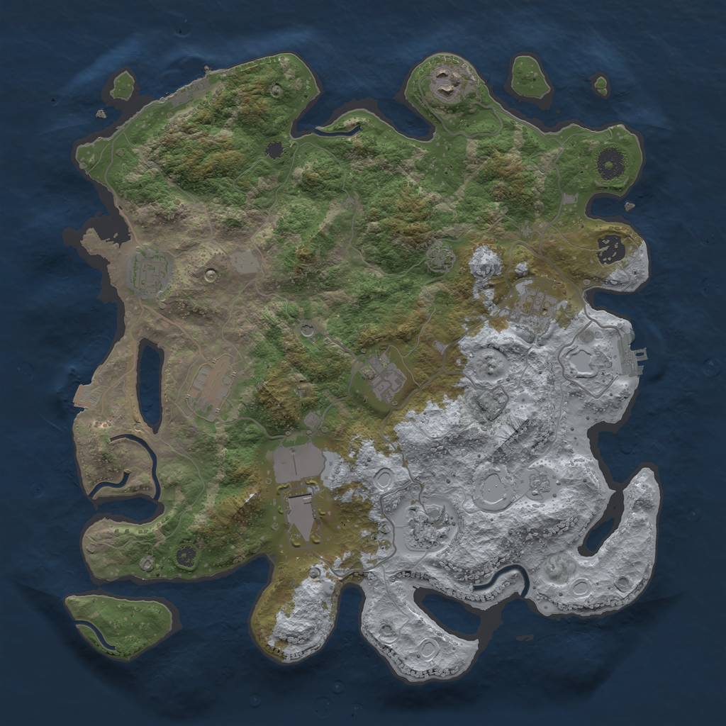 Rust Map: Procedural Map, Size: 3700, Seed: 365718702, 16 Monuments
