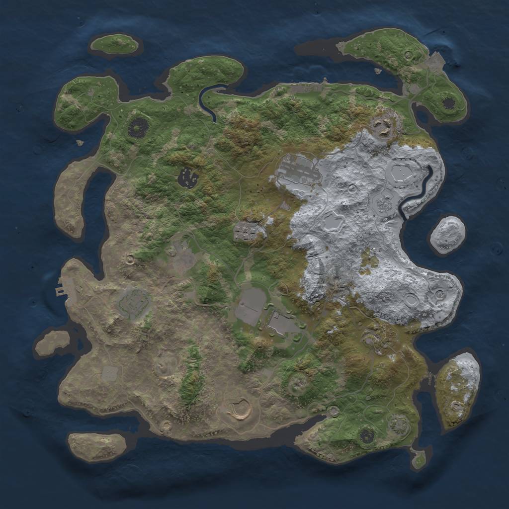 Rust Map: Procedural Map, Size: 3700, Seed: 684318, 17 Monuments