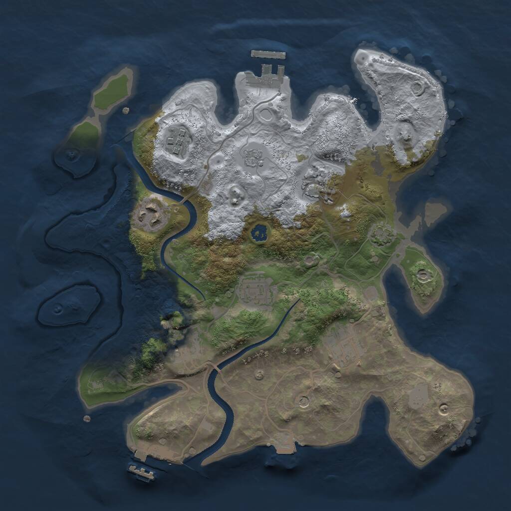 Rust Map: Procedural Map, Size: 3000, Seed: 1234124605, 12 Monuments