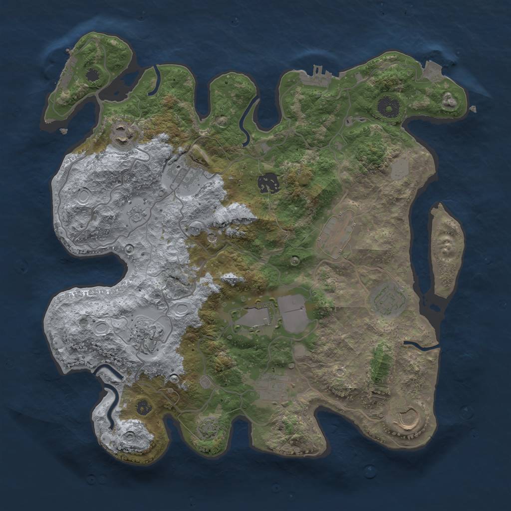 Rust Map: Procedural Map, Size: 3500, Seed: 358880665, 17 Monuments
