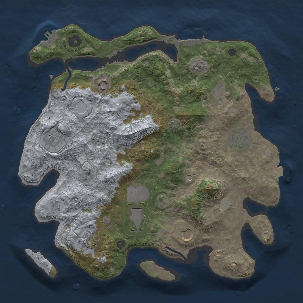 Rust Map: Procedural Map, Size: 3500, Seed: 473409835, 16 Monuments
