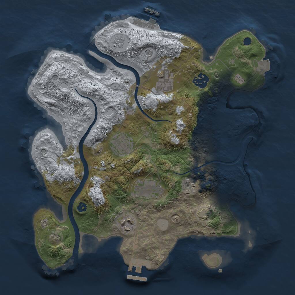 Rust Map: Procedural Map, Size: 3000, Seed: 3543257, 12 Monuments
