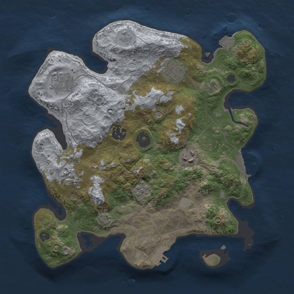 Rust Map: Procedural Map, Size: 3000, Seed: 3543257, 14 Monuments