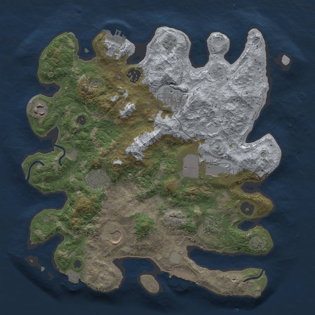 Rust Map: Procedural Map, Size: 3500, Seed: 1199840237, 16 Monuments