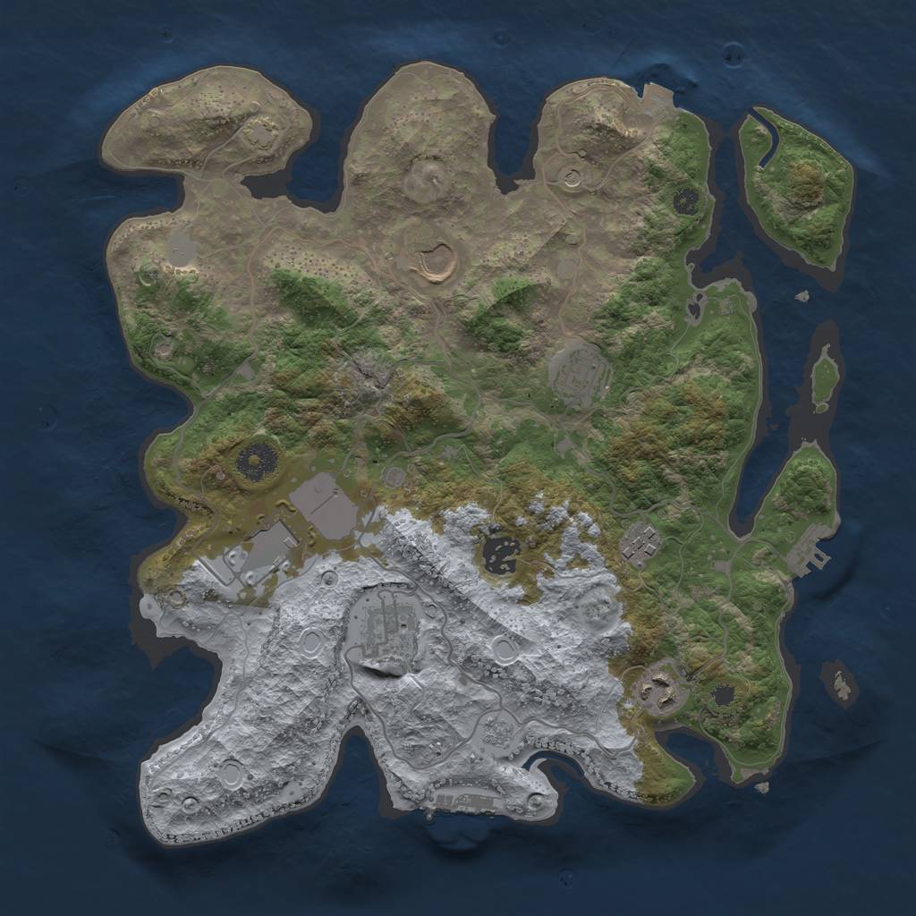 Rust Map: Procedural Map, Size: 3500, Seed: 486021654, 15 Monuments