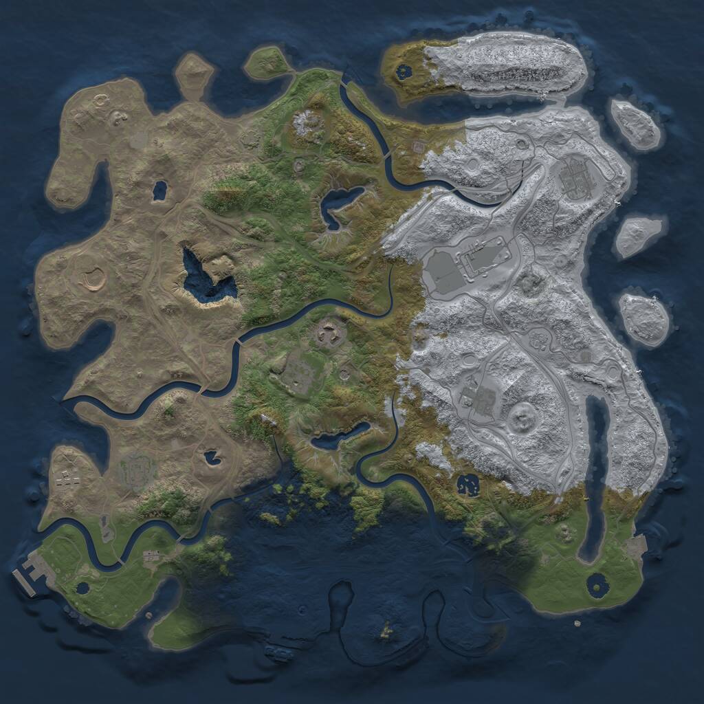Rust Map: Procedural Map, Size: 4500, Seed: 10000000, 16 Monuments