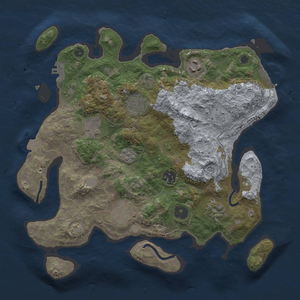 Rust Map: Procedural Map, Size: 3250, Seed: 1279503194, 15 Monuments