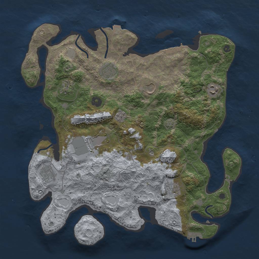 Rust Map: Procedural Map, Size: 3700, Seed: 2119732246, 16 Monuments