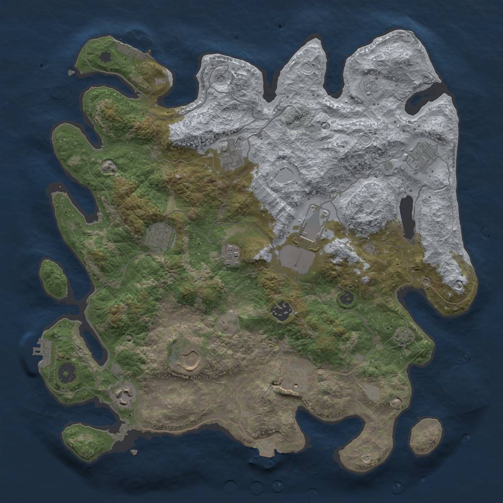 Rust Map: Procedural Map, Size: 3850, Seed: 615219682, 17 Monuments
