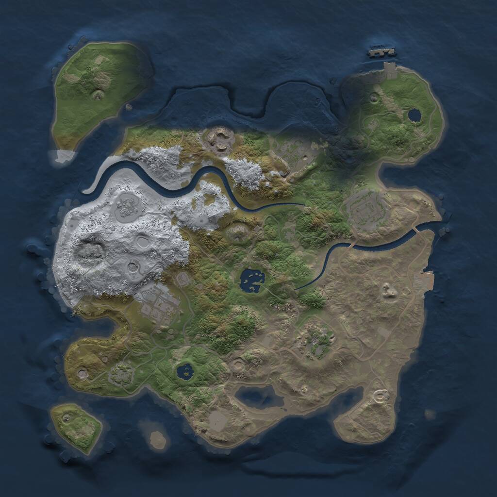 Rust Map: Procedural Map, Size: 3000, Seed: 3001, 11 Monuments
